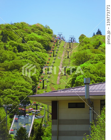 茶臼山 新緑のロープウェイ 茶臼山 新緑のロープウェイ 139773771