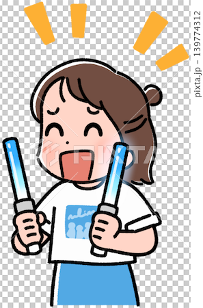 笑顔でペンライトを持つ女性 139774312