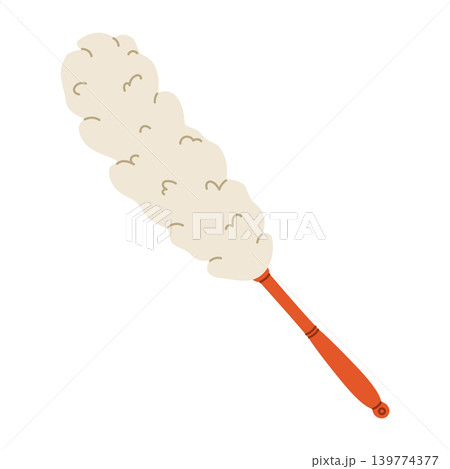 Feather duster isolated on white background. Minimal flat vector illustration of household cleaning tool 139774377
