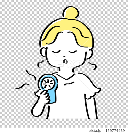 一位女子手持扇子的插圖 139774489