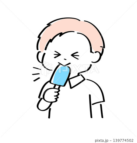ソーダ味のアイスを食べる男の子のイラスト 139774502