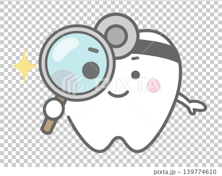 Dentist character viewed with a magnifying glass Dentist character viewed with a magnifying glass 139774610