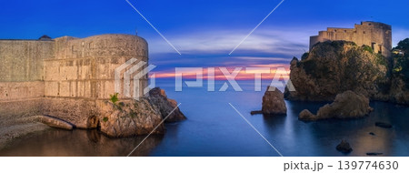 Lovrjenac Fortress and Fort Bokar Croatia at Sunset Twilight Lovrjenac Fortress and Fort Bokar Croatia at Sunset Twilight 139774630