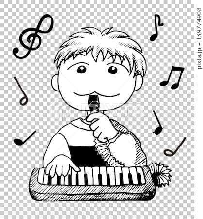 鍵盤ハーモニカを吹く男の子のイラスト 鍵盤ハーモニカを吹く男の子のイラスト 139774908