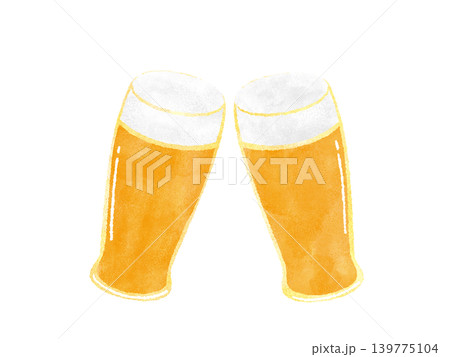 水彩風の可愛いビールで乾杯するイラスト 背景透過 水彩風の可愛いビールで乾杯するイラスト 背景透過 139775104