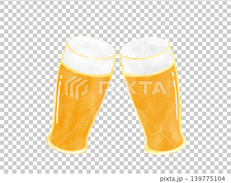 A cute watercolor-style illustration of people toasting with beer (transparent background). A cute watercolor-style illustration of people toasting with beer (transparent background). 139775104