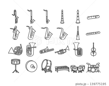 楽器のイラストを使ったデザイン素材　アイコン 139775195