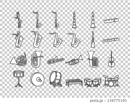 楽器のイラストを使ったデザイン素材　アイコン 139775195