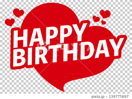 A cute and pop Happy Birthday logo icon with a red heart. 139775697