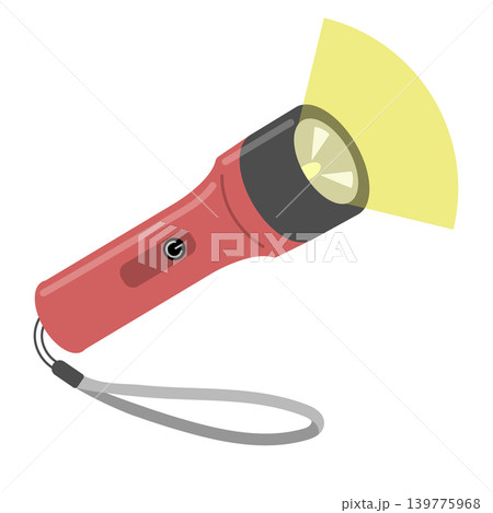 点灯した赤い紐付き懐中電灯のイラスト 点灯した赤い紐付き懐中電灯のイラスト 139775968