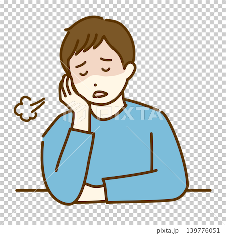 倦怠感やだるさ・疲れを感じている男性のイラスト 倦怠感やだるさ・疲れを感じている男性のイラスト 139776051