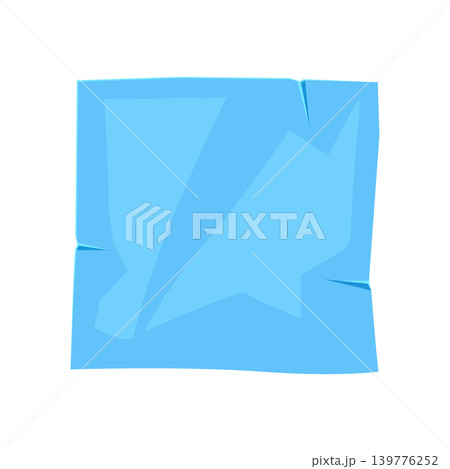 Paper note blue crumpled sticker. Frame or background for reminder. 139776252