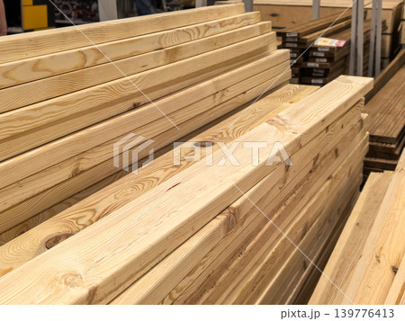 Stack of Planed Wooden Planks for Construction and DIY Projects Stack of Planed Wooden Planks for Construction and DIY Projects 139776413