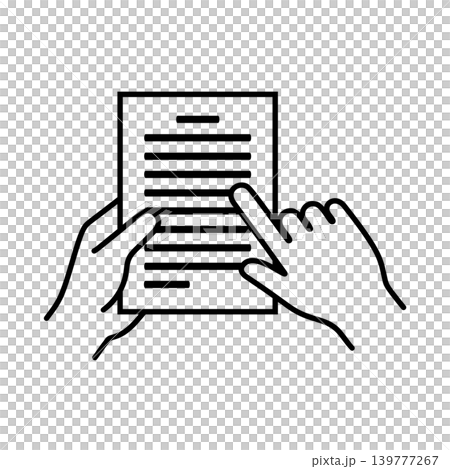 書類を説明する手のラインアイコン 書類を説明する手のラインアイコン 139777267