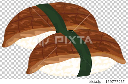 Vector illustration of two eel and conger eel sushi pieces. 139777985