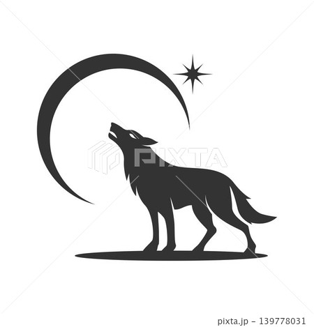 Wolf Crescent Moon Logo 139778031