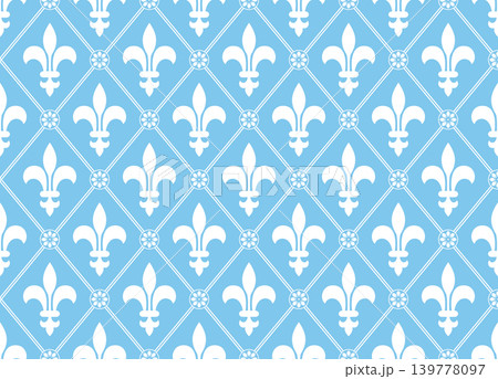 Flower geometric pattern. Seamless vector background. White and blue ornament 139778097