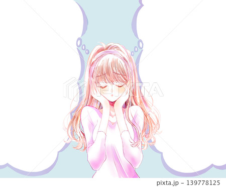 困る女性　雲形吹き出し　二つ 139778125