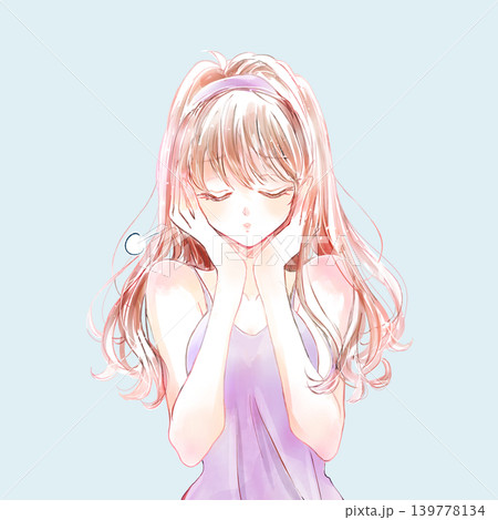 悩むキャミソールの女性　溜息 139778134