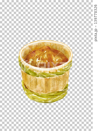水彩で手描きした、樽に入った味噌のイラスト 139778326