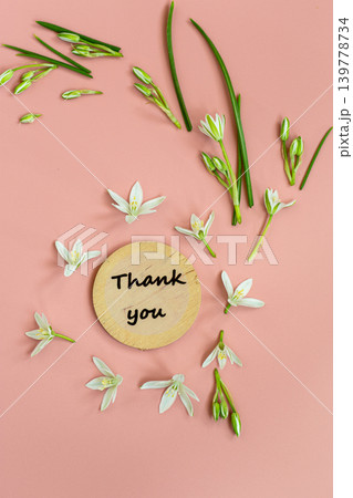 Minimal floral thank you card with pastel pink backdrop Minimal floral thank you card with pastel pink backdrop 139778734