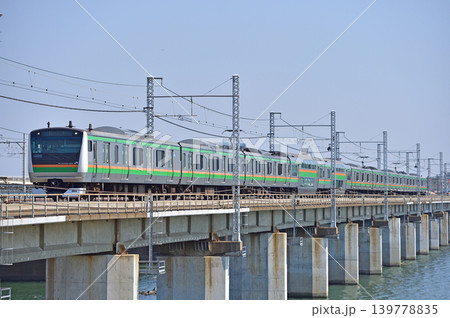 東海道本線 茅ヶ崎-平塚 JR東日本 E233系3000番台 E-14編成(小山) 東海道本線 茅ヶ崎-平塚 JR東日本 E233系3000番台 E-14編成(小山) 139778835