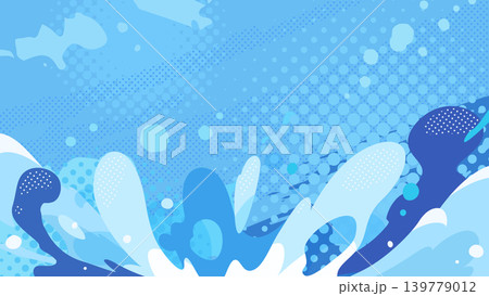 水のエフェクトとハーフトーンの背景イラスト_16:9 水のエフェクトとハーフトーンの背景イラスト_16:9 139779012
