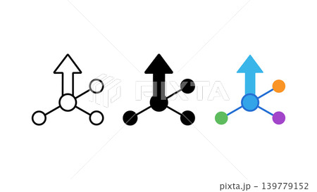 Share network arrow icons set in outline, black solid and color isolated on white background Share network arrow icons set in outline, black solid and color isolated on white background 139779152