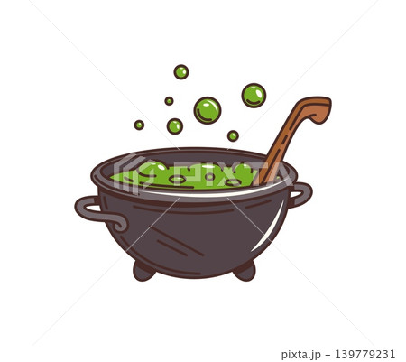 Halloween groovy witch pot with boiling potion sticker or tag. Horror scary retro groovy label, witchcraft season sticker. Halloween creepy patch Halloween groovy witch pot with boiling potion sticker or tag. Horror scary retro groovy label, witchcraft season sticker. Halloween creepy patch 139779231