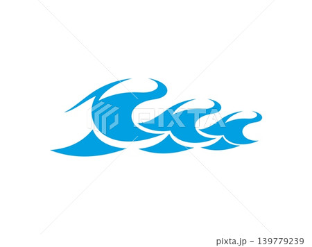 Blue sea wave icon, ocean surf and tsunami symbol. Dynamic vector icon of a curling blue sea wave with a foamy crest. Modern emblem for marine brands, surf clubs, or environmental projects Blue sea wave icon, ocean surf and tsunami symbol. Dynamic vector icon of a curling blue sea wave with a foamy crest. Modern emblem for marine brands, surf clubs, or environmental projects 139779239