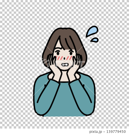 恥ずかしがる若い女性のイラスト 恥ずかしがる若い女性のイラスト 139779450