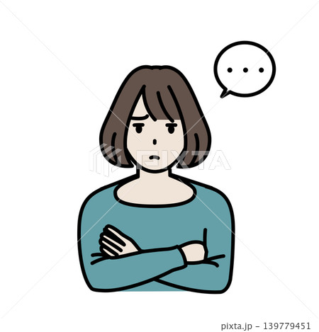 ジト目で疑う若い女性のイラスト ジト目で疑う若い女性のイラスト 139779451