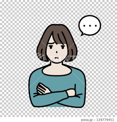 ジト目で疑う若い女性のイラスト ジト目で疑う若い女性のイラスト 139779451