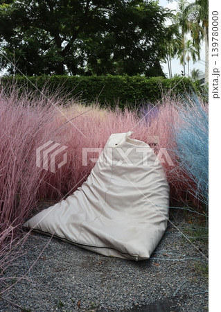 Beige Bag Amidst Colored Grasses and Trees Beige Bag Amidst Colored Grasses and Trees 139780000