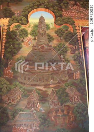 Buddhist Temple Mural with Sacred Architecture 139780039