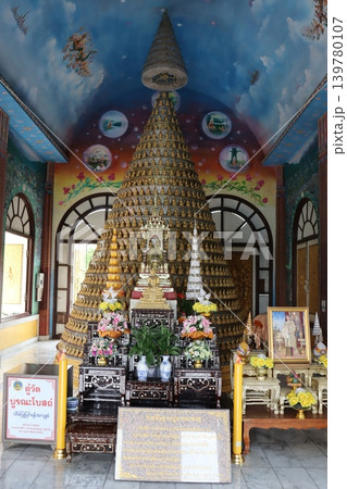 Golden Stupa in Thai Temple Interior 139780107