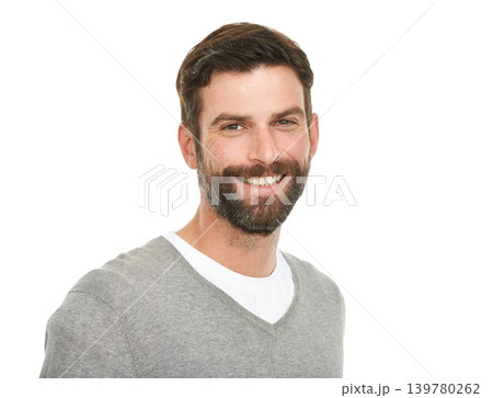 Portrait, smile and fashion with man, joy and confident guy isolated on a white studio background. Face, person and model with happiness and mockup space with geek and funny with humor and laughing Portrait, smile and fashion with man, joy and confident guy isolated on a white studio background. Face, person and model with happiness and mockup space with geek and funny with humor and laughing 139780262
