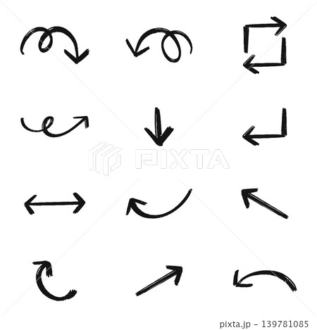 Set of Hand drawn vector arrows doodle on white background 139781085