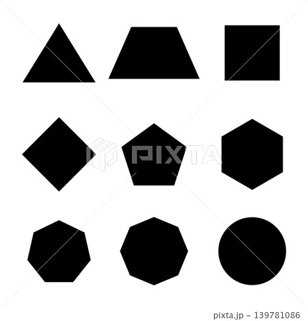 Basic geometric shape. Triangular, quadrilateral, pentagonal, hexagonal, and octagonal shapes Basic geometric shape. Triangular, quadrilateral, pentagonal, hexagonal, and octagonal shapes 139781086