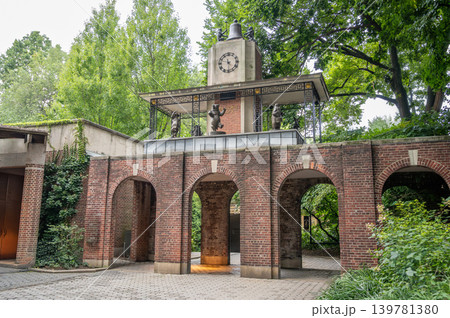 New york, usa august 18,2024. Delacorte clock with bronze animal sculptures circling a bell tower at central park zoo, iconic manhattan landmark and popular outdoor tourist attraction New york, usa august 18,2024. Delacorte clock with bronze animal sculptures circling a bell tower at central park zoo, iconic manhattan landmark and popular outdoor tourist attraction 139781380