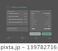 Dark Mode Order Confirmation Interface for Tablet or Laptop 139782716
