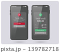 Mobile payment success and failure screens on smartphone vector illustration 139782718