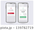 Mobile payment success and failure screens on smartphone vector illustration 139782719