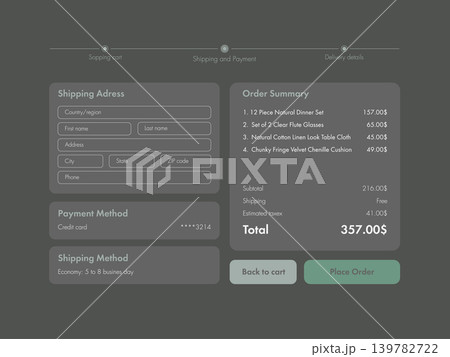 Dark Mode Order Placement Interface for Tablet or Laptop Dark Mode Order Placement Interface for Tablet or Laptop 139782722