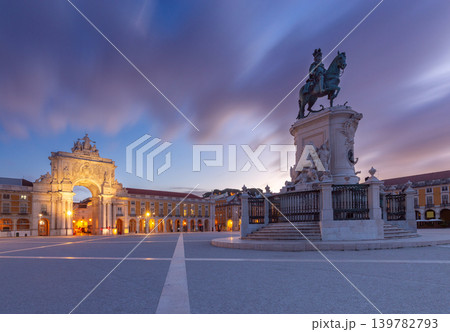 Commerce Square with King Jose I statue and Rua Augusta Arch in Lisbon Commerce Square with King Jose I statue and Rua Augusta Arch in Lisbon 139782793