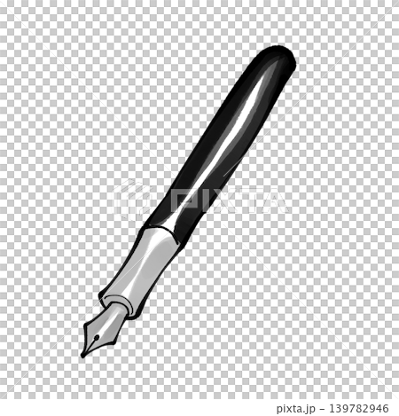 A simple monochrome illustration of a fountain pen. 139782946