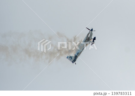 Cherry Point, North Carolina - May 9 2026: SRC Airshows Gamebird GB1 performs smoke aerobatics 139783311