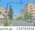 東京の幹線道路。イラスト風。カラーハーフトーン。 139783698