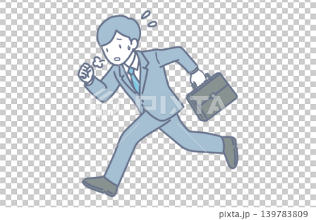 カバンを持って焦りながら走るビジネスマンのイラスト カバンを持って焦りながら走るビジネスマンのイラスト 139783809