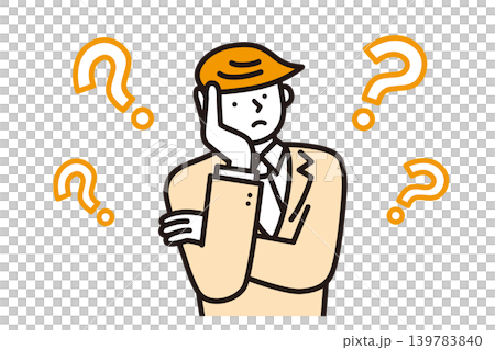 An illustration of a businessman with a troubled expression, arms crossed, deep in thought. An illustration of a businessman with a troubled expression, arms crossed, deep in thought. 139783840